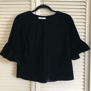 Black Velvet Bell Sleeve Top